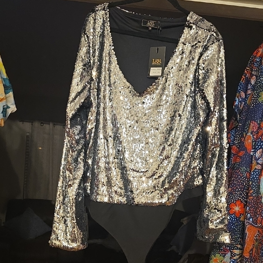 Shimmering Silver Sequin Bodysuit